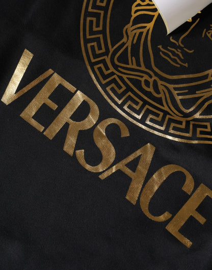 Sudadera con capucha y estampado de Medusa en algodón de Versace en color negro