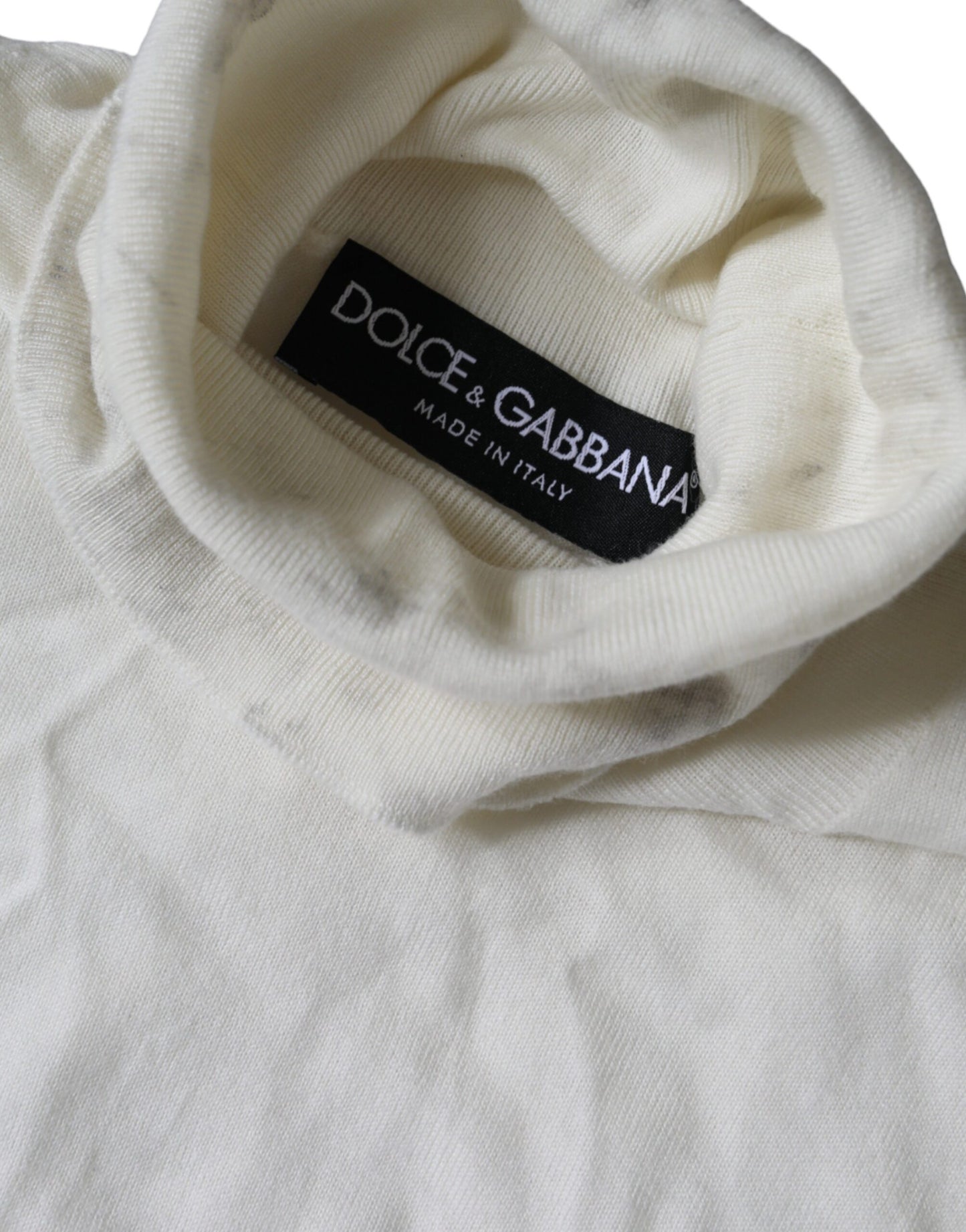 Suéter de cuello alto de lana en blanco roto de Dolce &amp; Gabbana