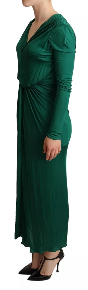 Vestido midi de manga larga en viscosa verde oscuro de Dolce &amp; Gabbana