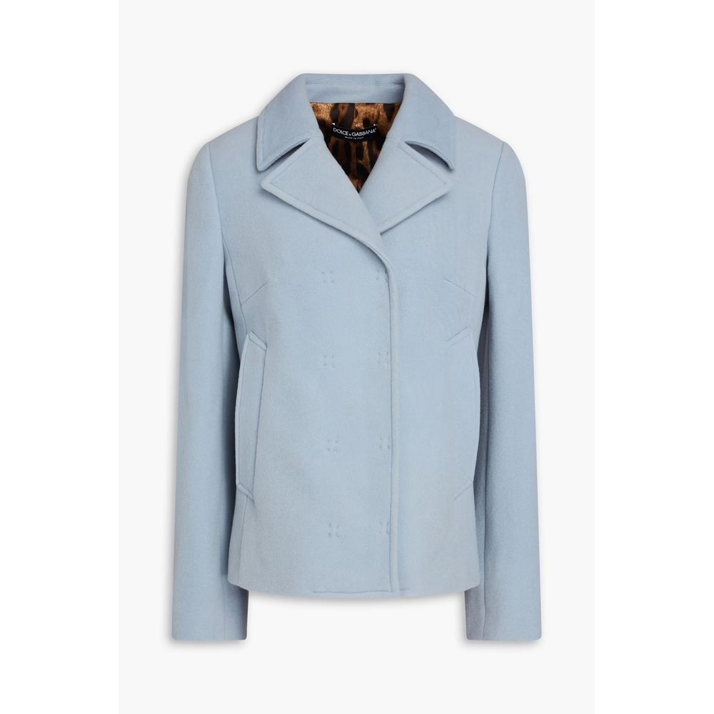 Dolce & Gabbana Light Blue Wool Jackets & Coat