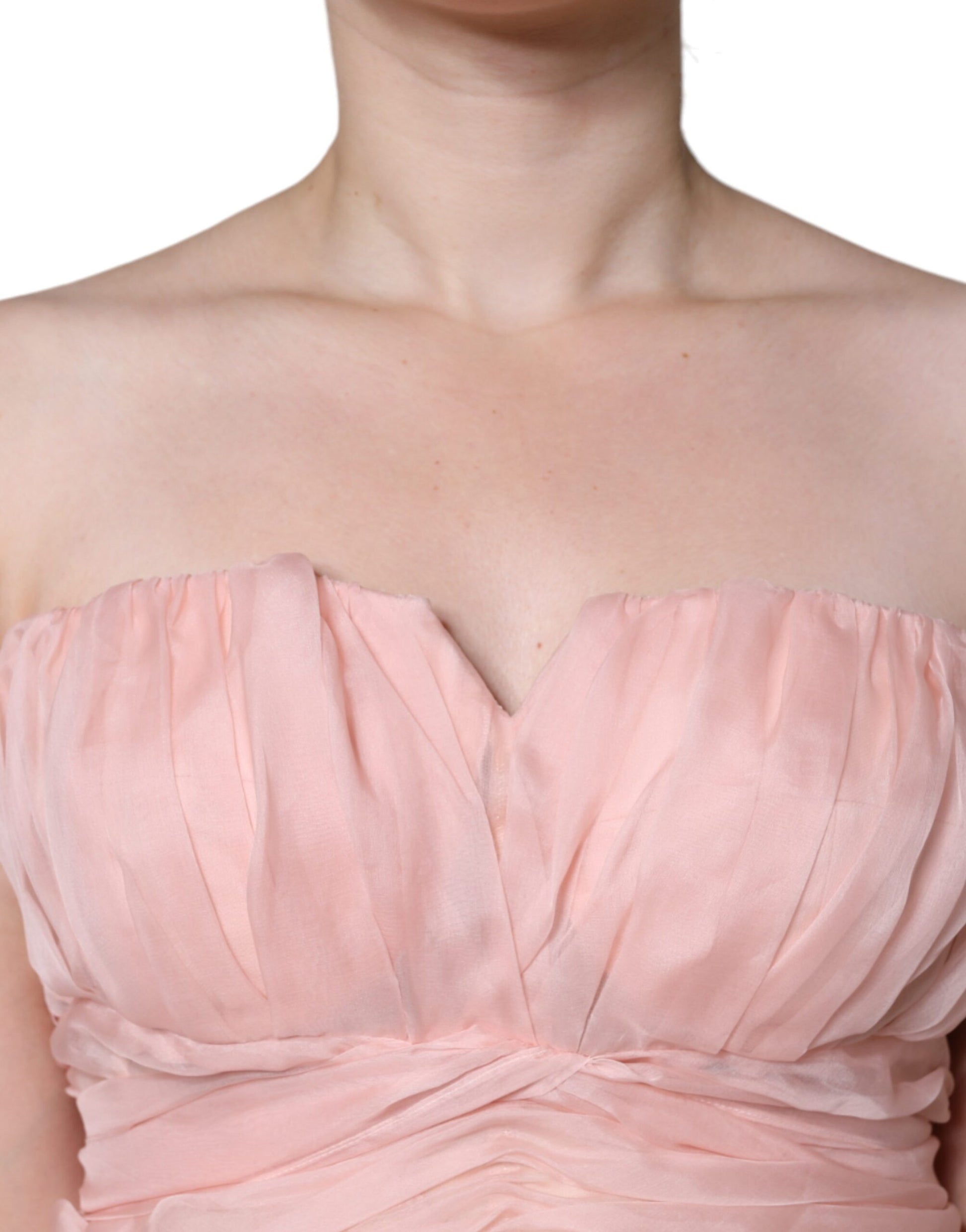 Dolce & Gabbana Pink Silk Strapless Maxi A-line Gown Dress