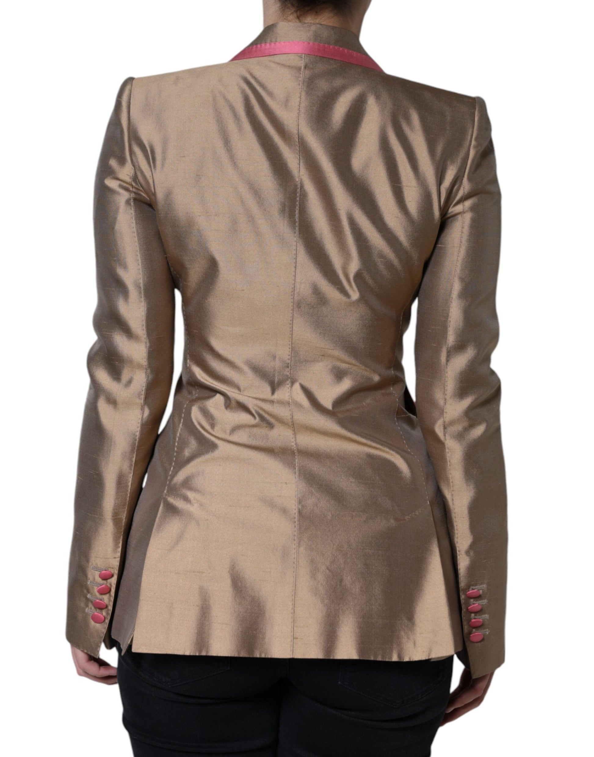 Dolce & Gabbana Metallic Brown Double Breasted Blazer Jacket