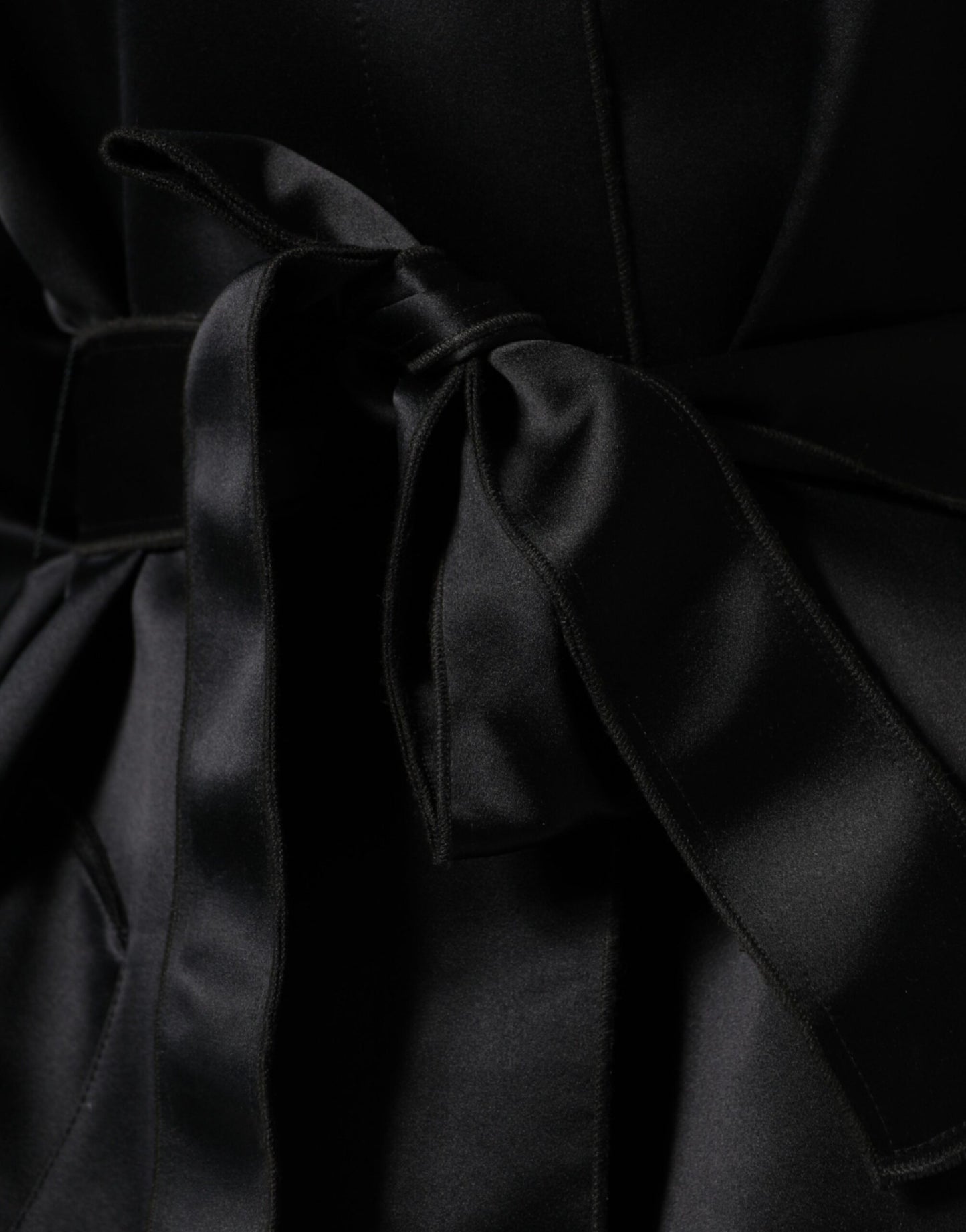 Dolce & Gabbana Black Polyester Organza Belted Coat Jacket