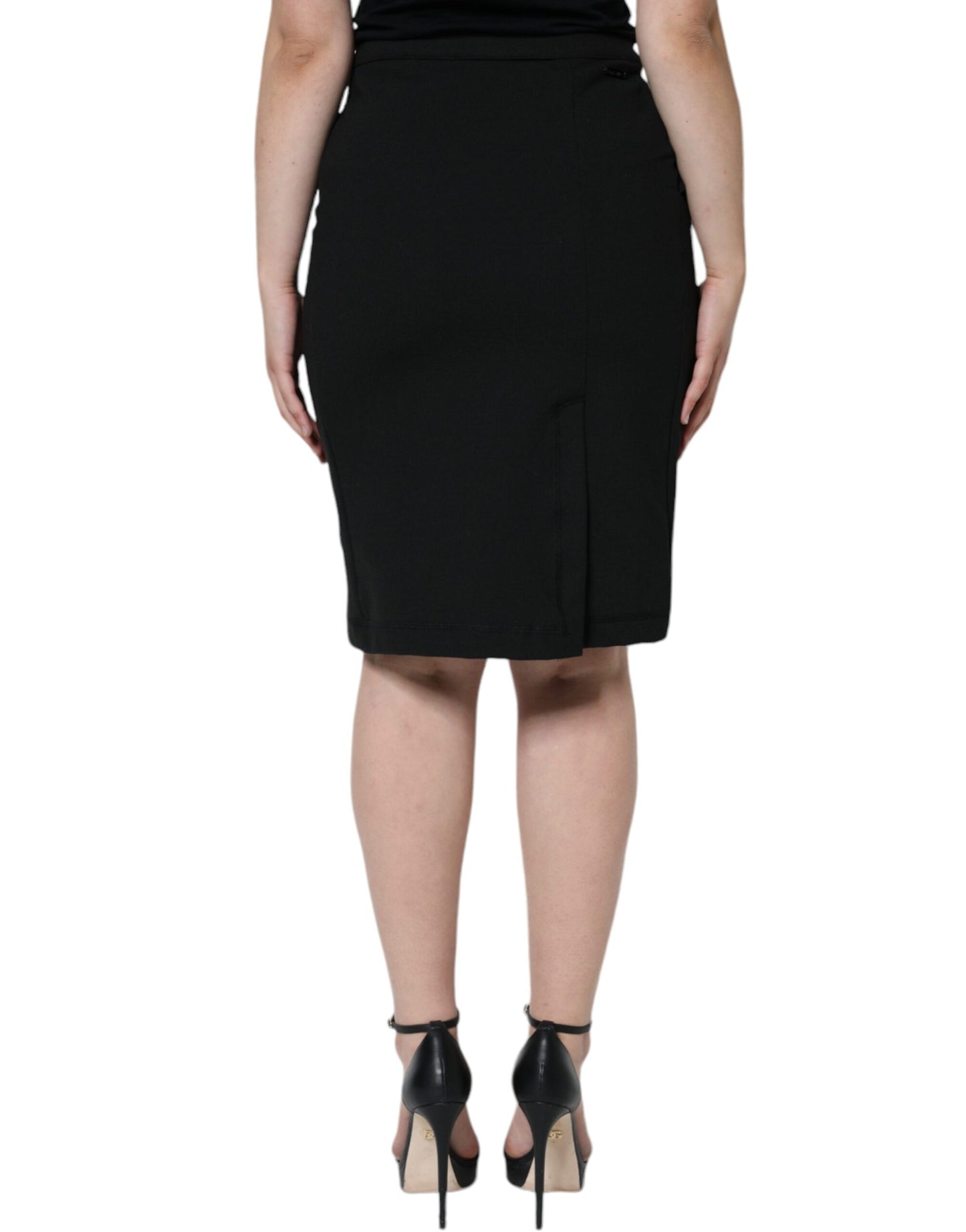 GF Ferre Black Straight Pencil Cut Knee Length Skirt