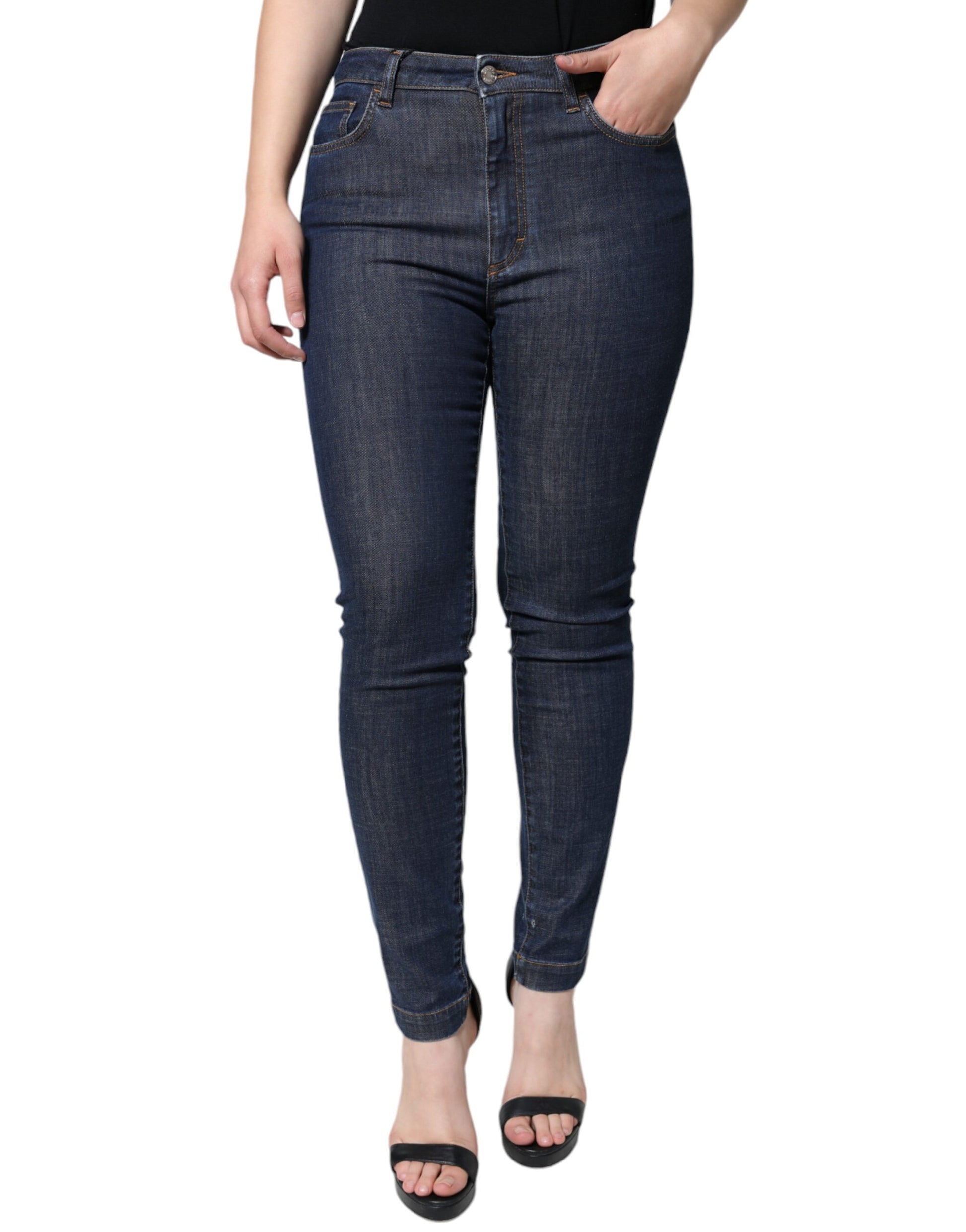 Dolce & Gabbana Dark Blue QUEEN Cotton Skinny Denim Jeans