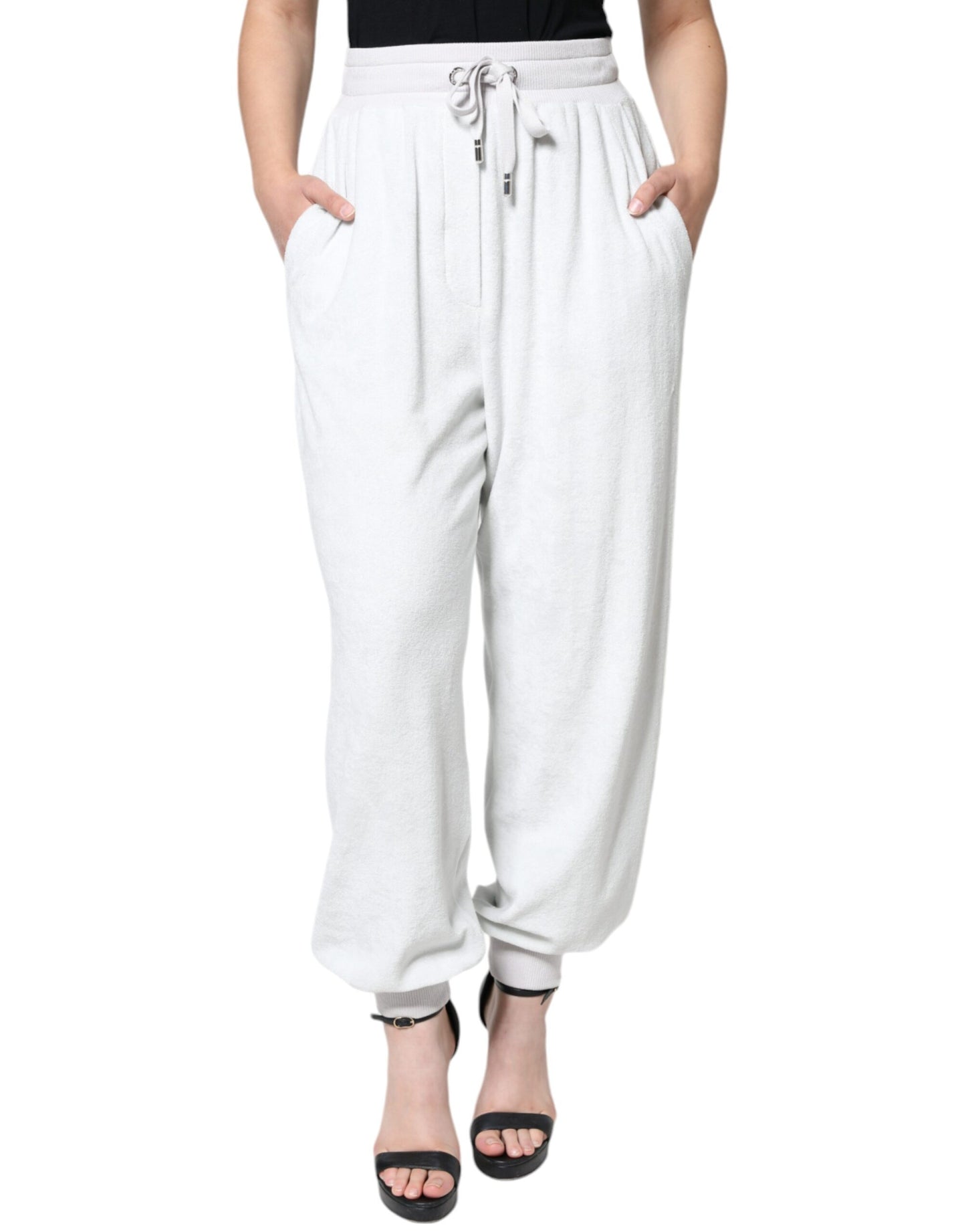 Dolce & Gabbana White Nylon Jogger Sweatpants Pants