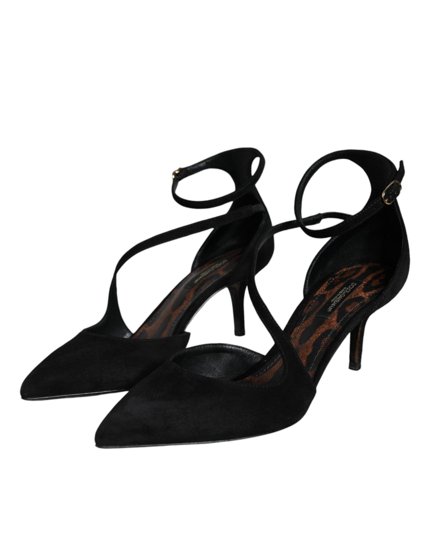 Dolce & Gabbana Black Suede Ankle Strap Pumps Heels Shoes