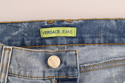 Vaqueros ajustados con rotos en azul claro de Versace Jeans Chic