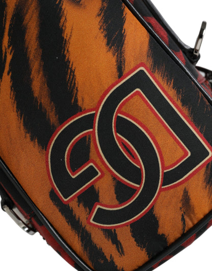 Bolso bandolera de nailon con logotipo y estampado de tigre multicolor