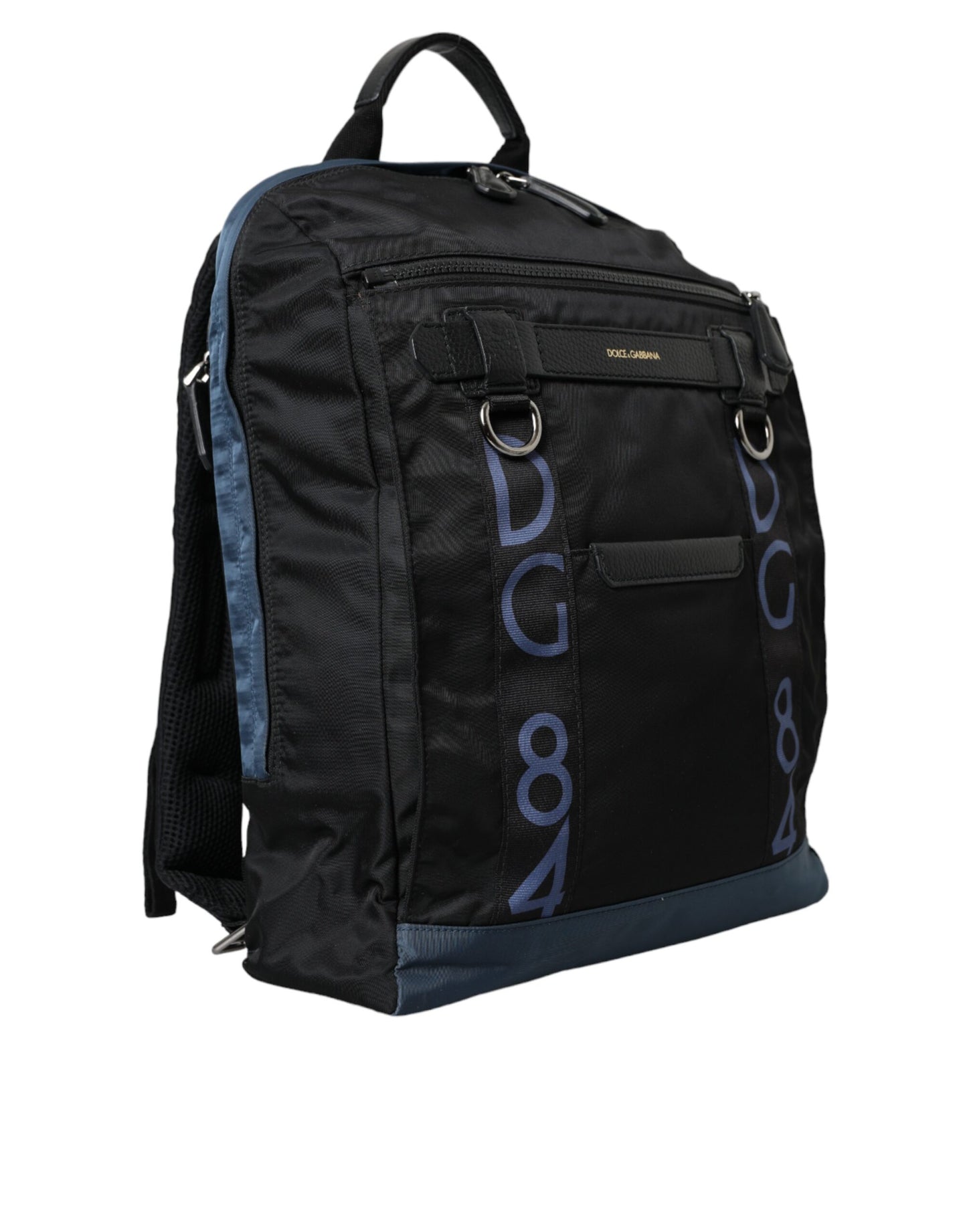 Mochila escolar de nailon negra con logotipo DG para hombre