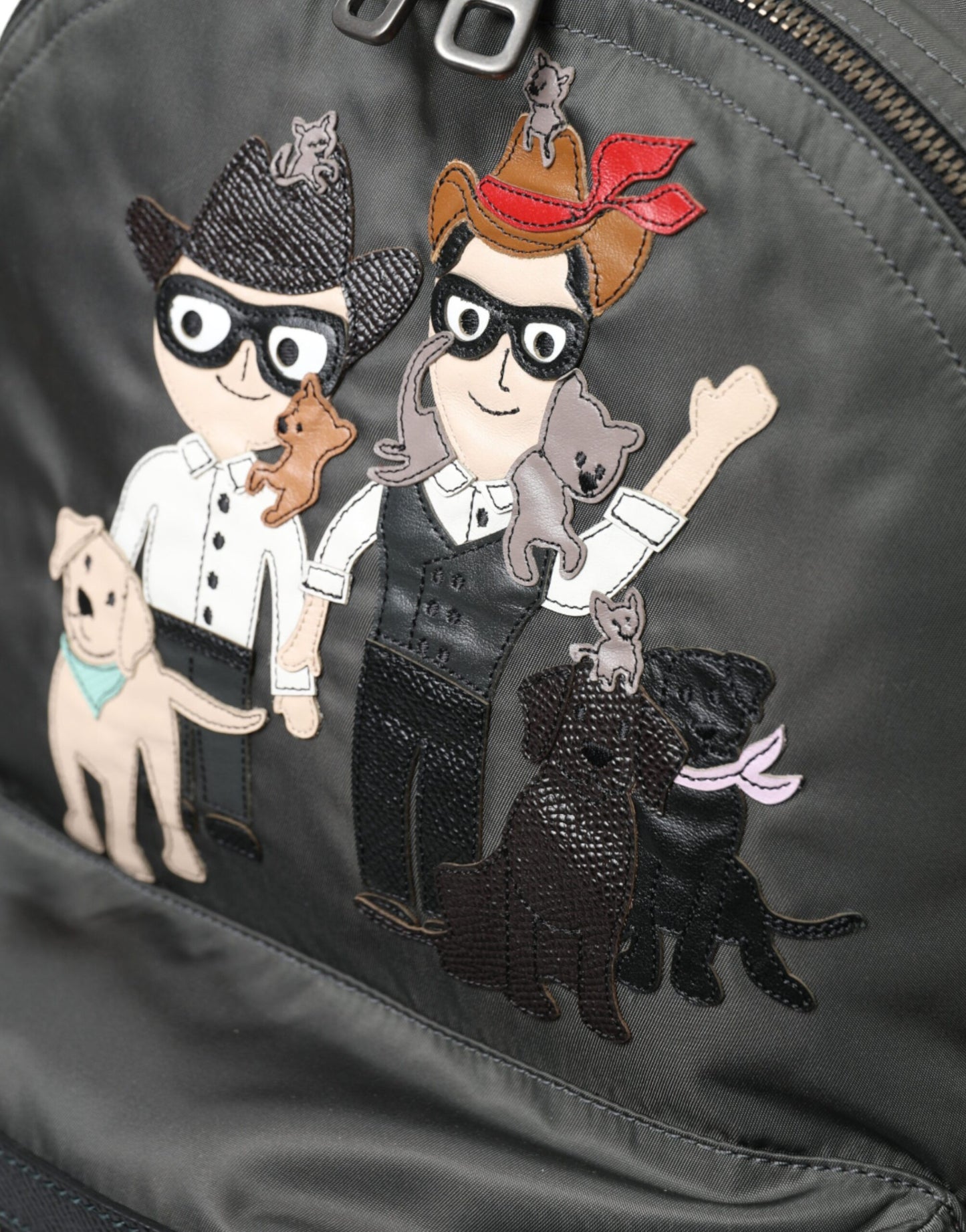 Mochila para hombre con parche #DGFamily de nailon gris oscuro