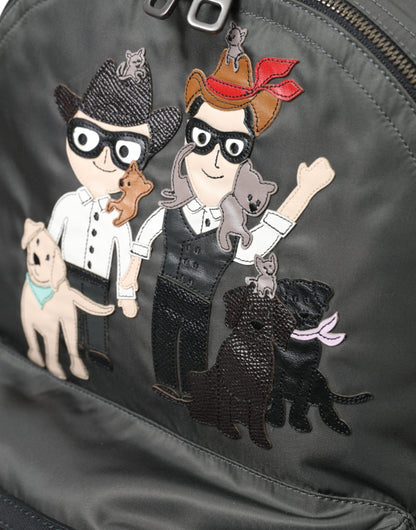 Mochila para hombre con parche #DGFamily de nailon gris oscuro