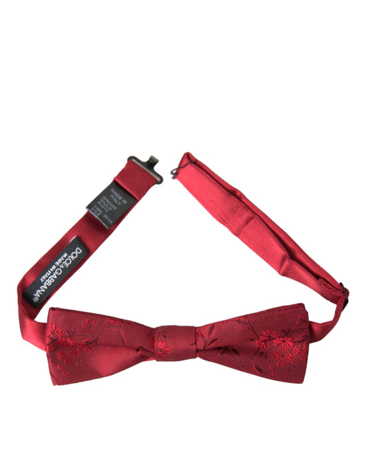 Red Brocade Silk Adjustable Neck Men Bow Tie