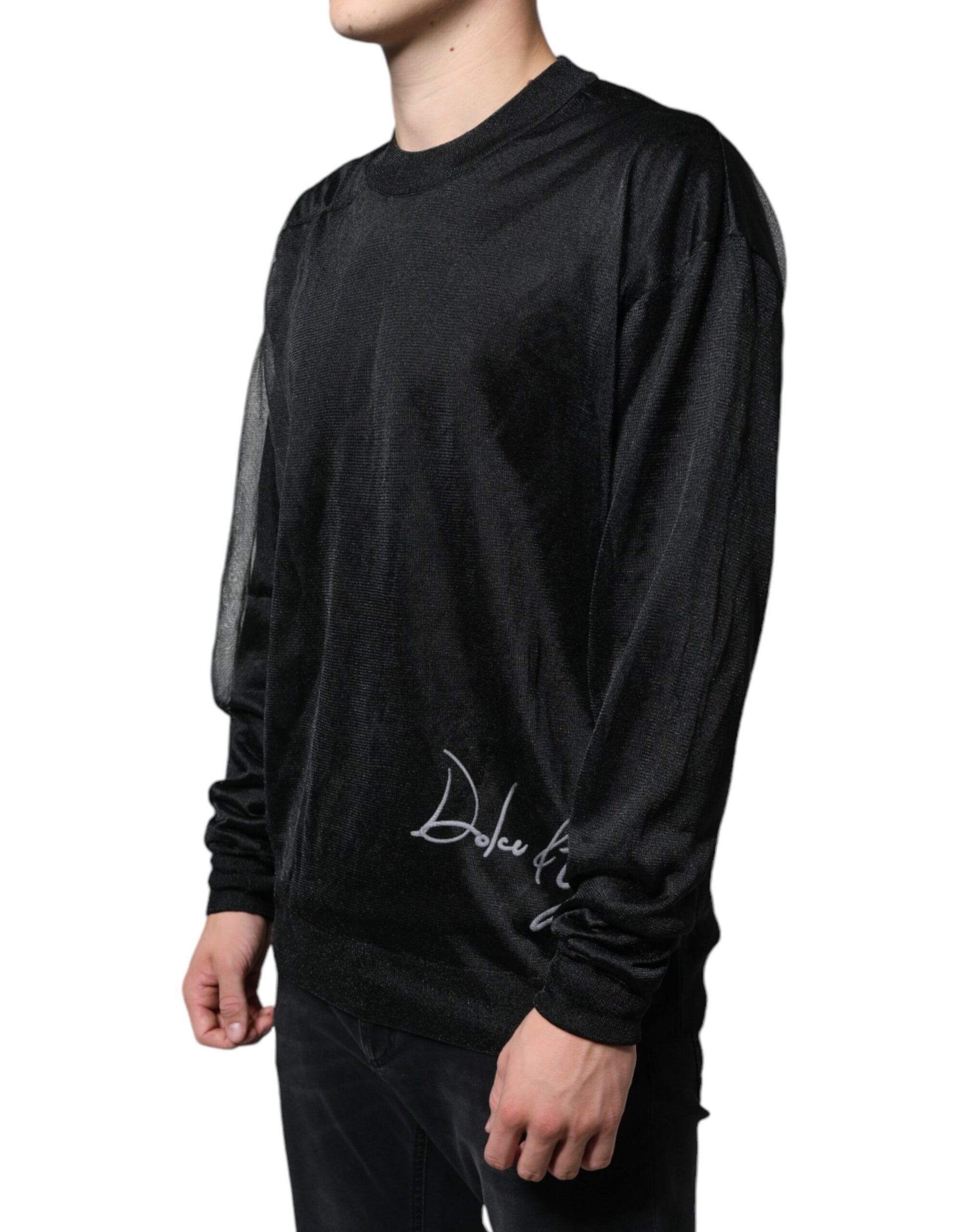 Dolce & Gabbana Black Polyester Pullover Sweatshirt Sweater