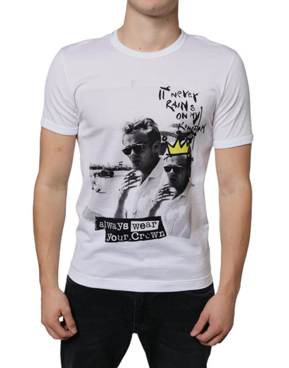 Dolce & Gabbana White Graphic Cotton Short Sleeve T-shirt