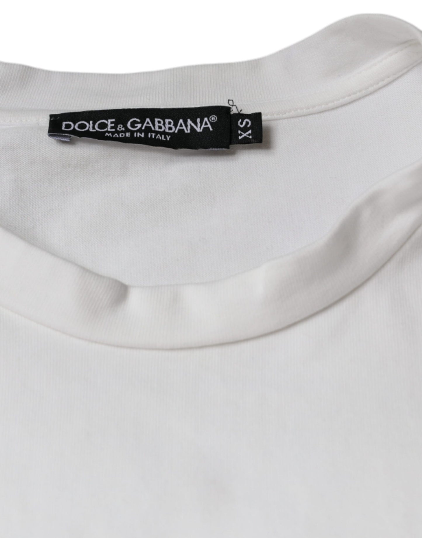 Dolce & Gabbana White Cotton DG Logo Print Casual T-shirt