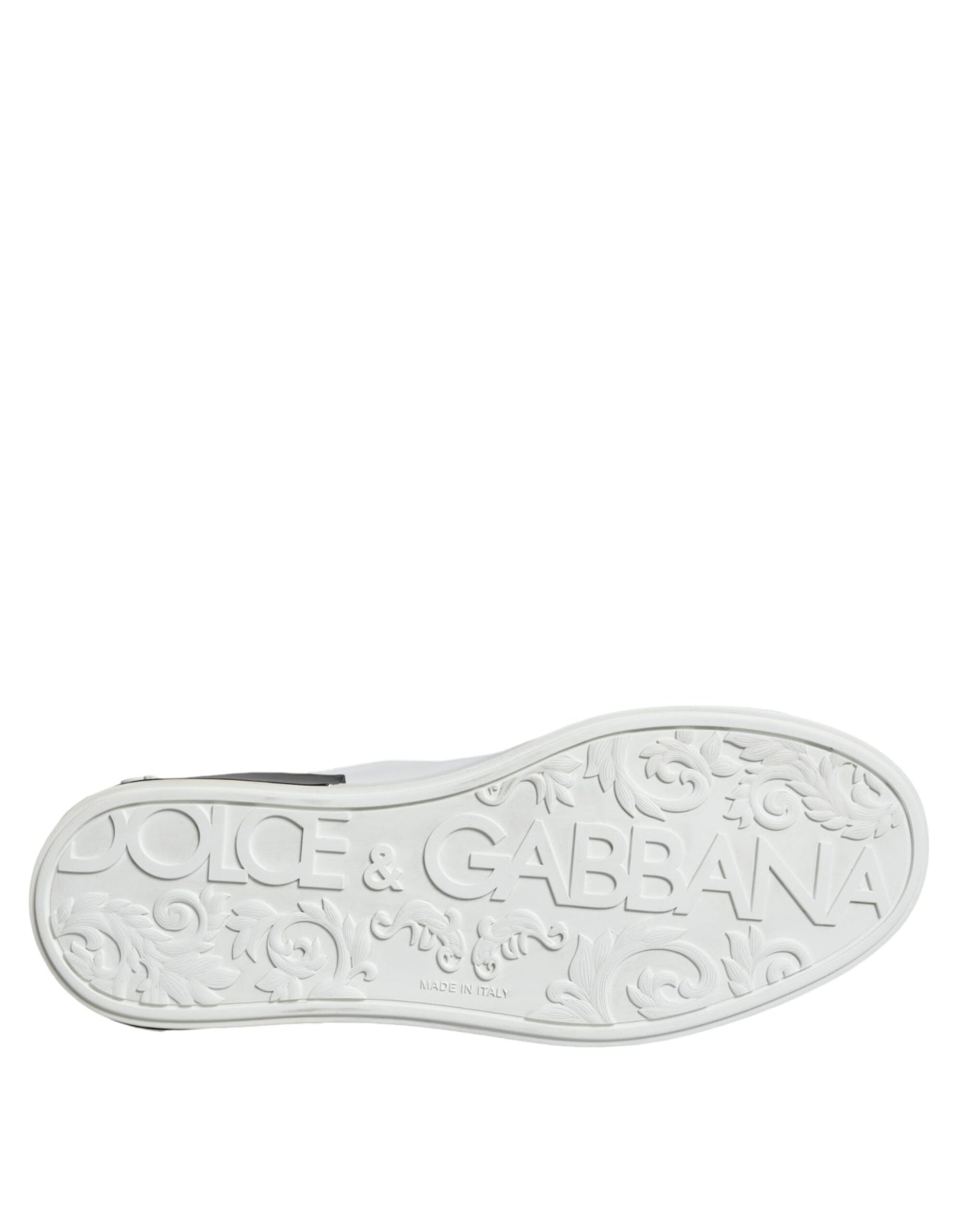 Dolce & Gabbana Black Leather Logo Portofino Sneaker Shoes