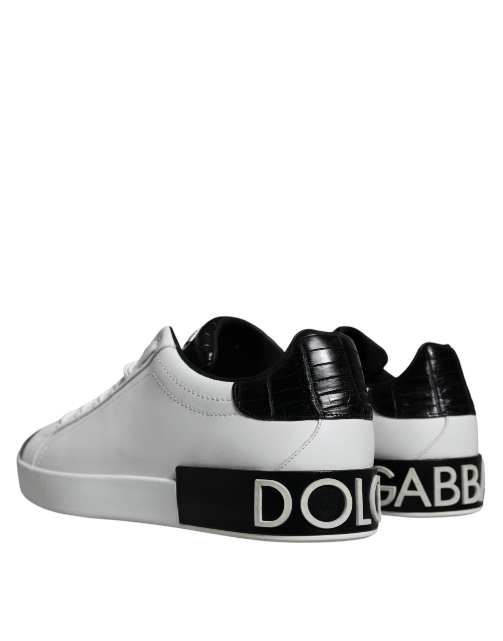 Dolce & Gabbana White Leather Logo Portofino Sneaker Shoes