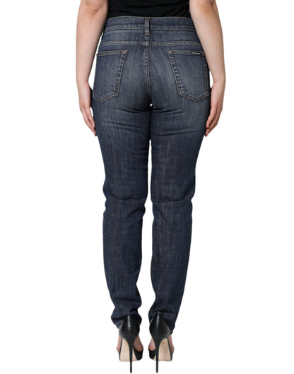 Dolce & Gabbana Dark Blue Cotton Stretch Skinny Denim Jeans