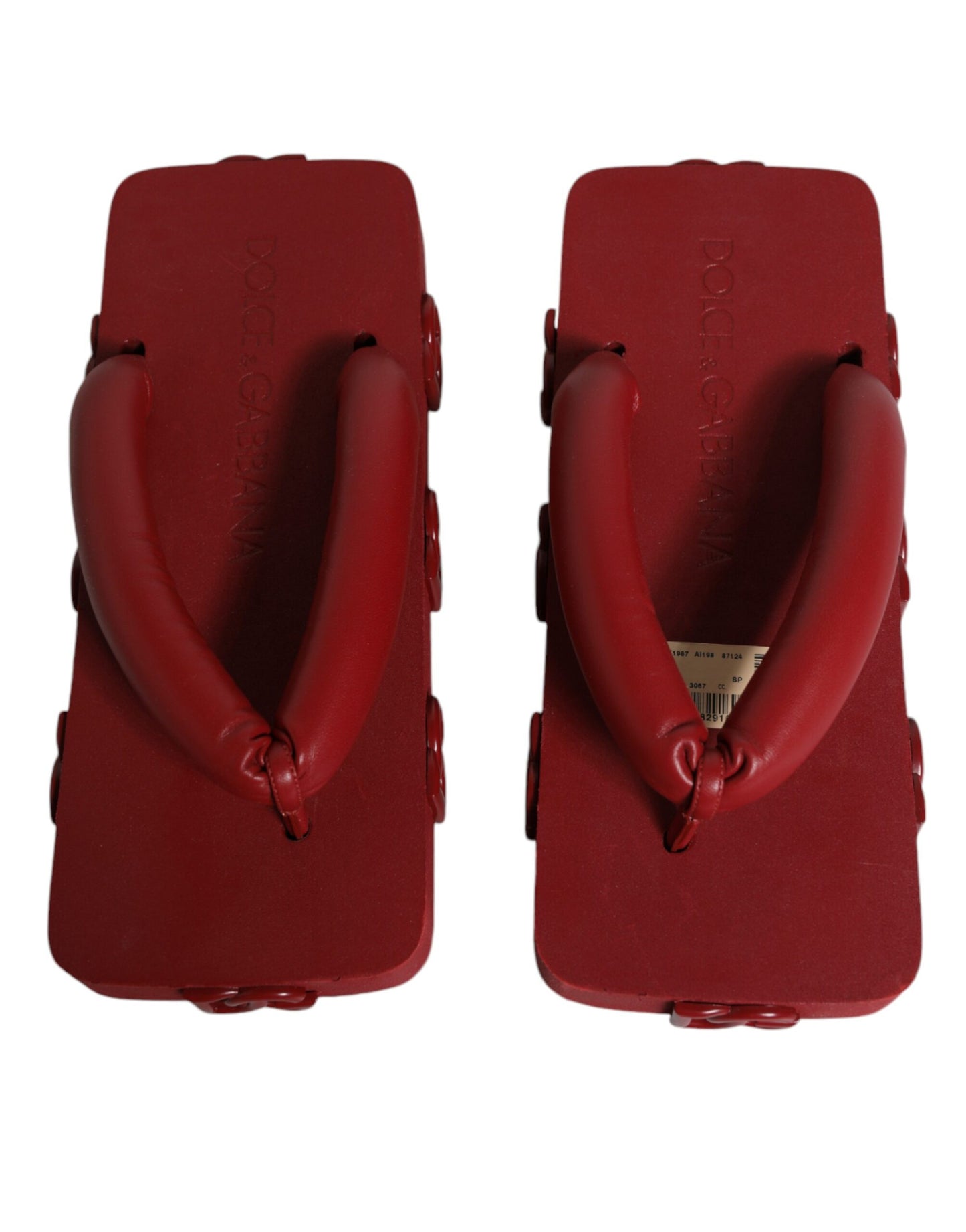 Dolce & Gabbana Red Rubber Slides Sandals Flip Flops Shoes