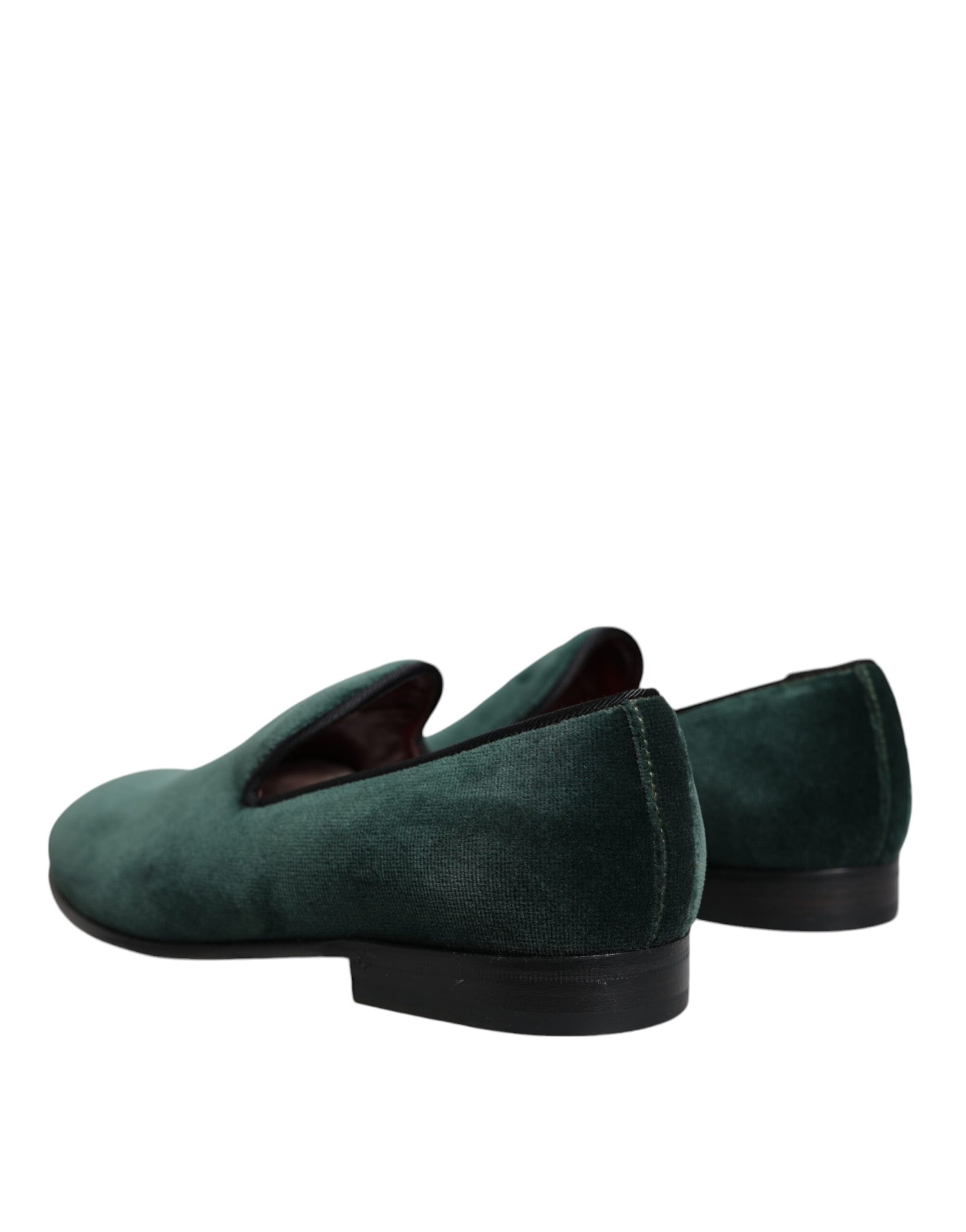 Dolce & Gabbana Green Velvet Slip On Loafers Flats Shoes