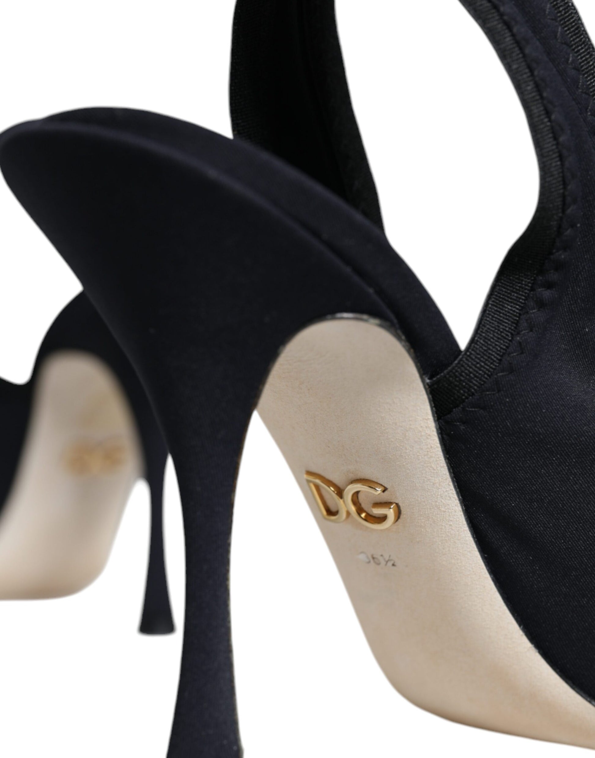 Dolce & Gabbana Black Jersey Stretch Heels Slingback Shoes