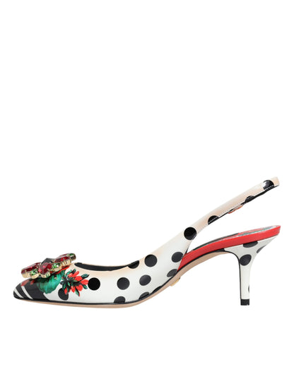 Dolce & Gabbana Multicolor Crystal Heels Slingback Shoes