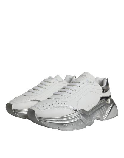 Dolce & Gabbana Silver White Daymaster Low Top Sneakers Shoes