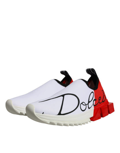 Dolce & Gabbana White Red Low Top Sorrento Men Sneakers Shoes