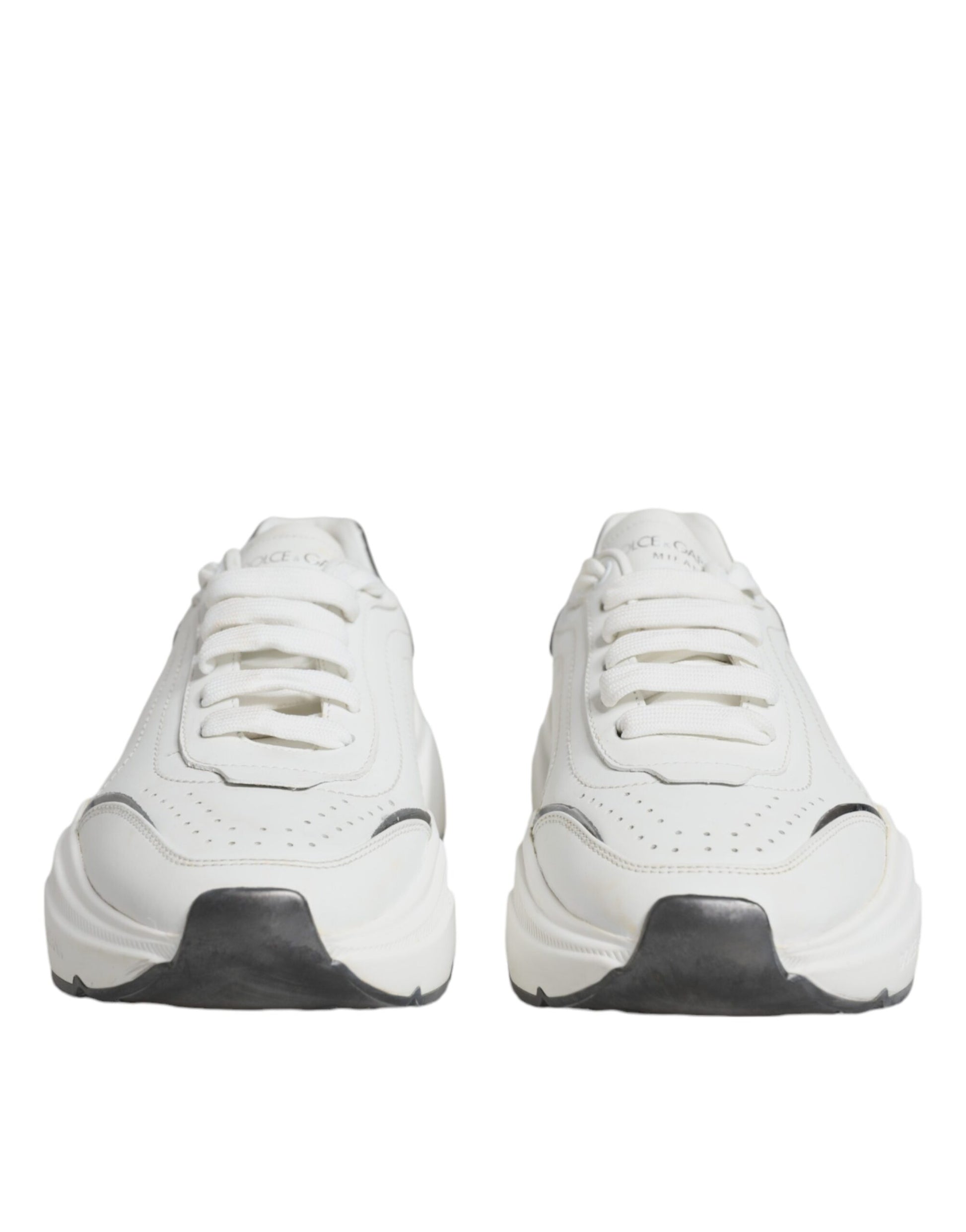 Dolce & Gabbana Silver White Daymaster Low Top Sneakers Shoes