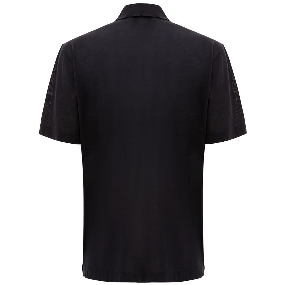 Corneliani Black Silk Polo Shirt