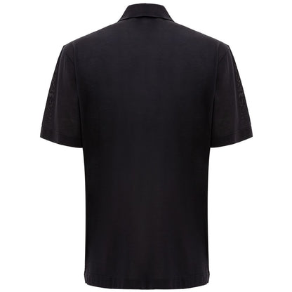 Corneliani Black Silk Polo Shirt