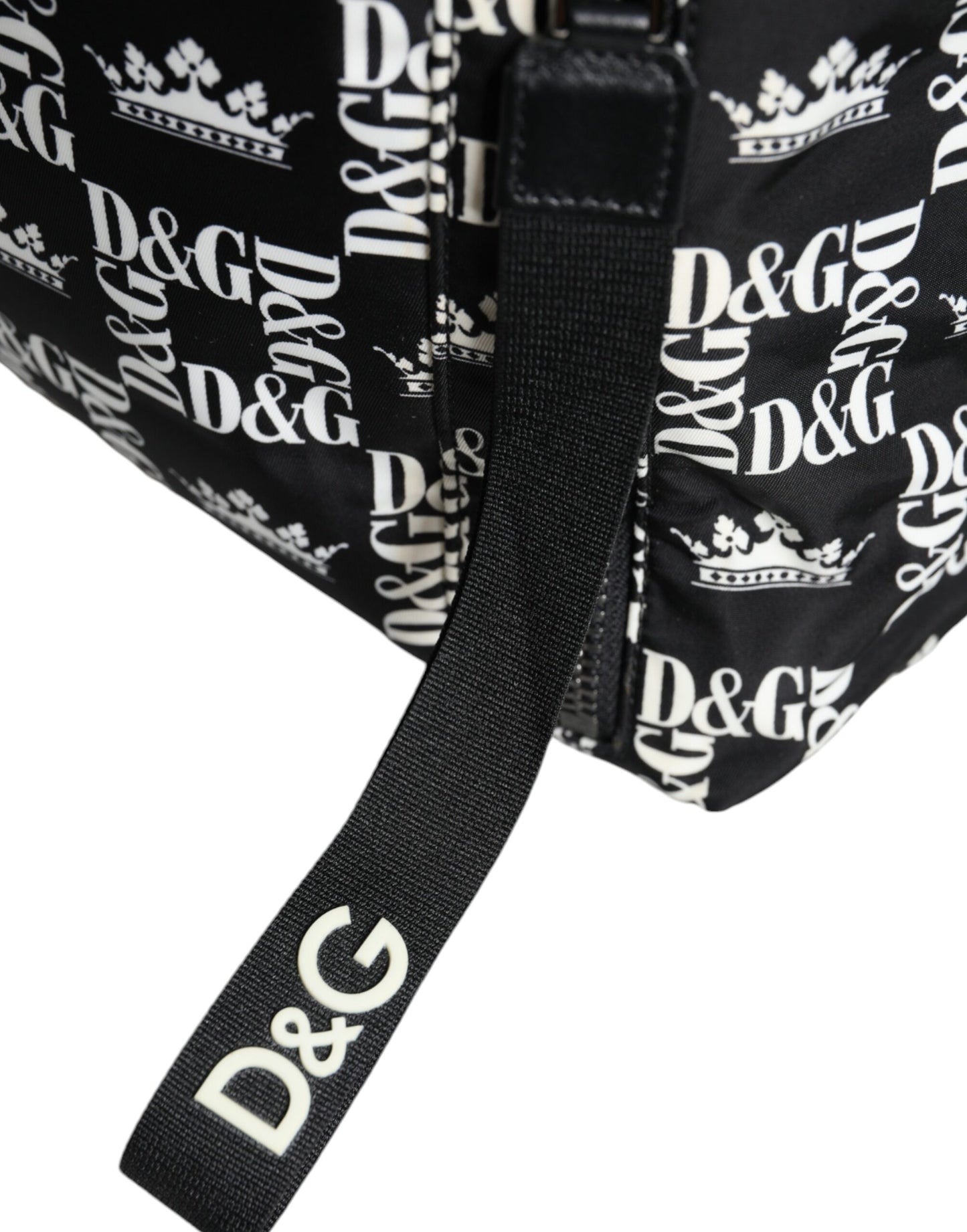 Dolce & Gabbana Black White DG Crown Logo Nylon Backpack Bag