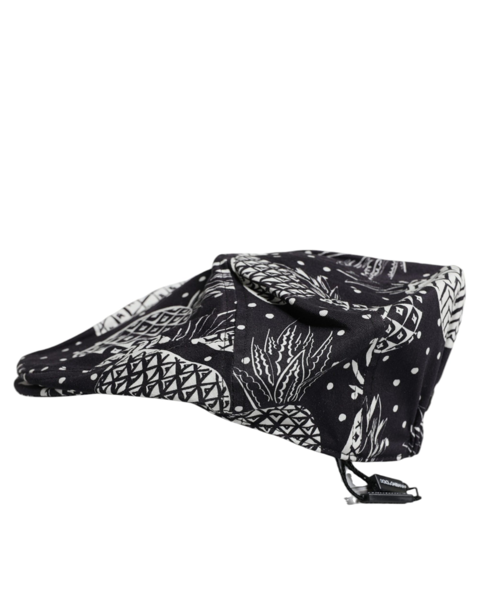 Dolce & Gabbana Black White Pineapple Print Newsboy Cap Hat