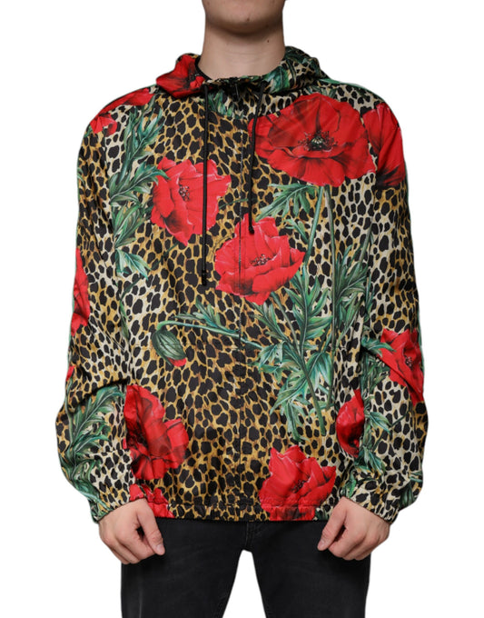 Dolce & Gabbana Multicolor Leopard Floral Hooded Jacket