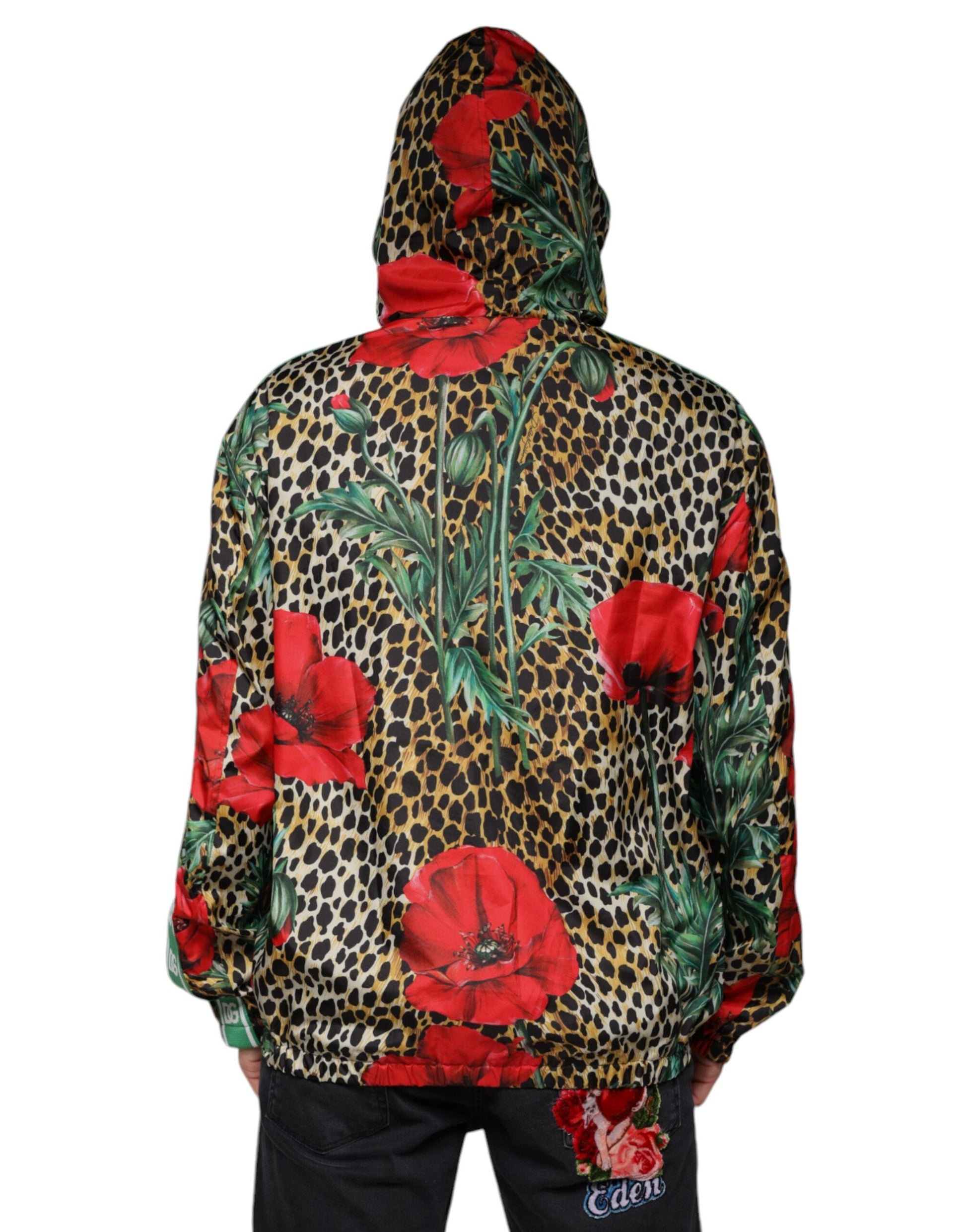 Dolce & Gabbana Multicolor Leopard Floral Hooded Jacket