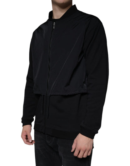 MSGM Black Cotton Full Zip Bomber Long Sleeves Jacket