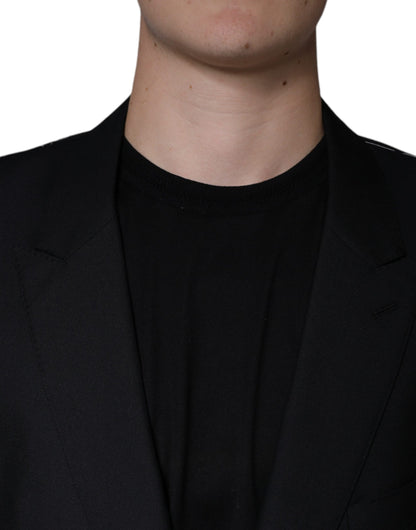 Dolce & Gabbana Black Wool Single Breasted Men Coat Blazer