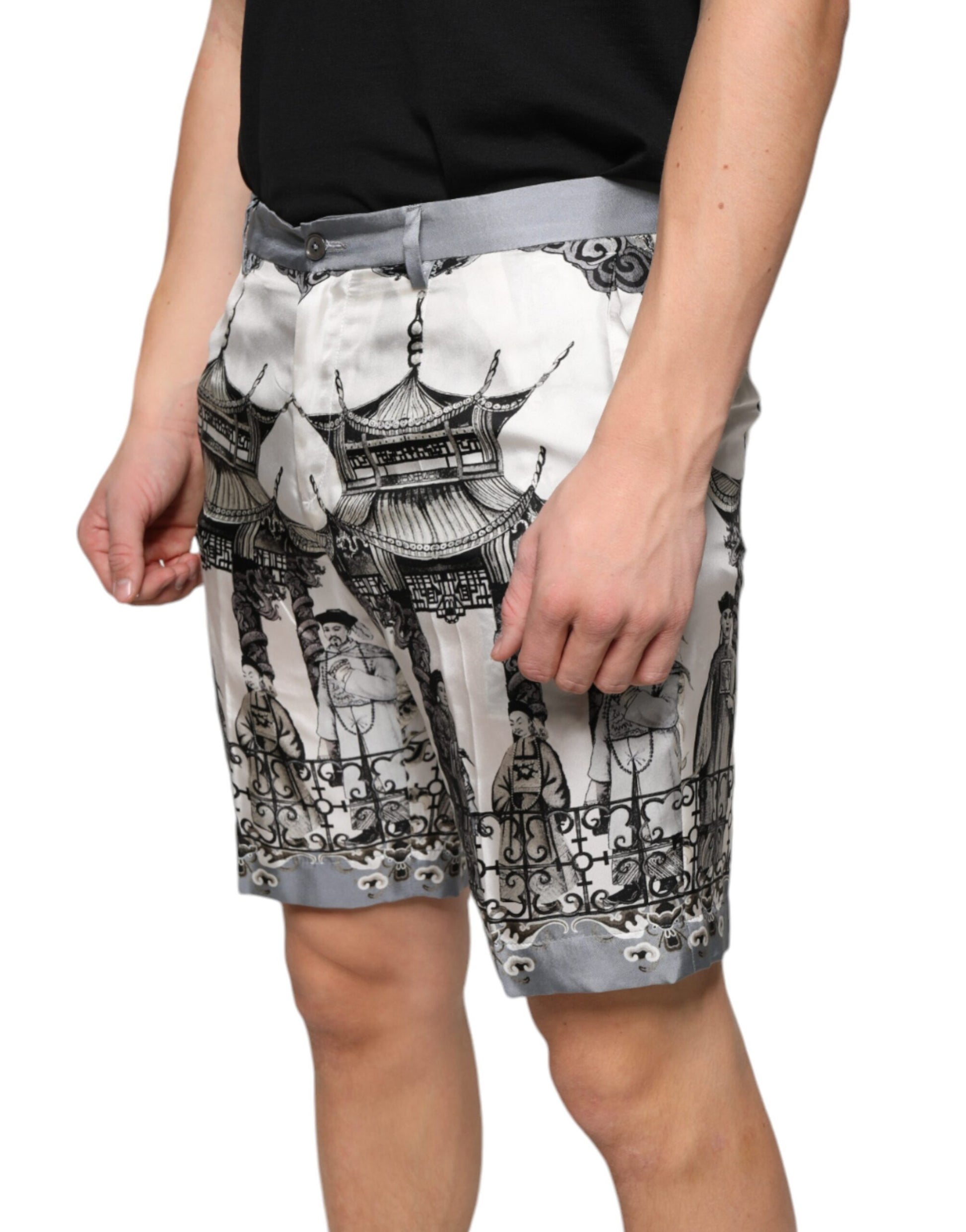 Dolce & Gabbana Multicolor Printed Silk Men Bermuda Shorts