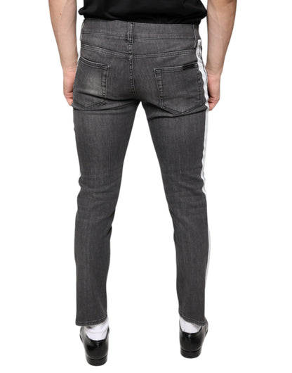 Dolce & Gabbana Black Tattered Cotton Skinny Men Denim Jeans