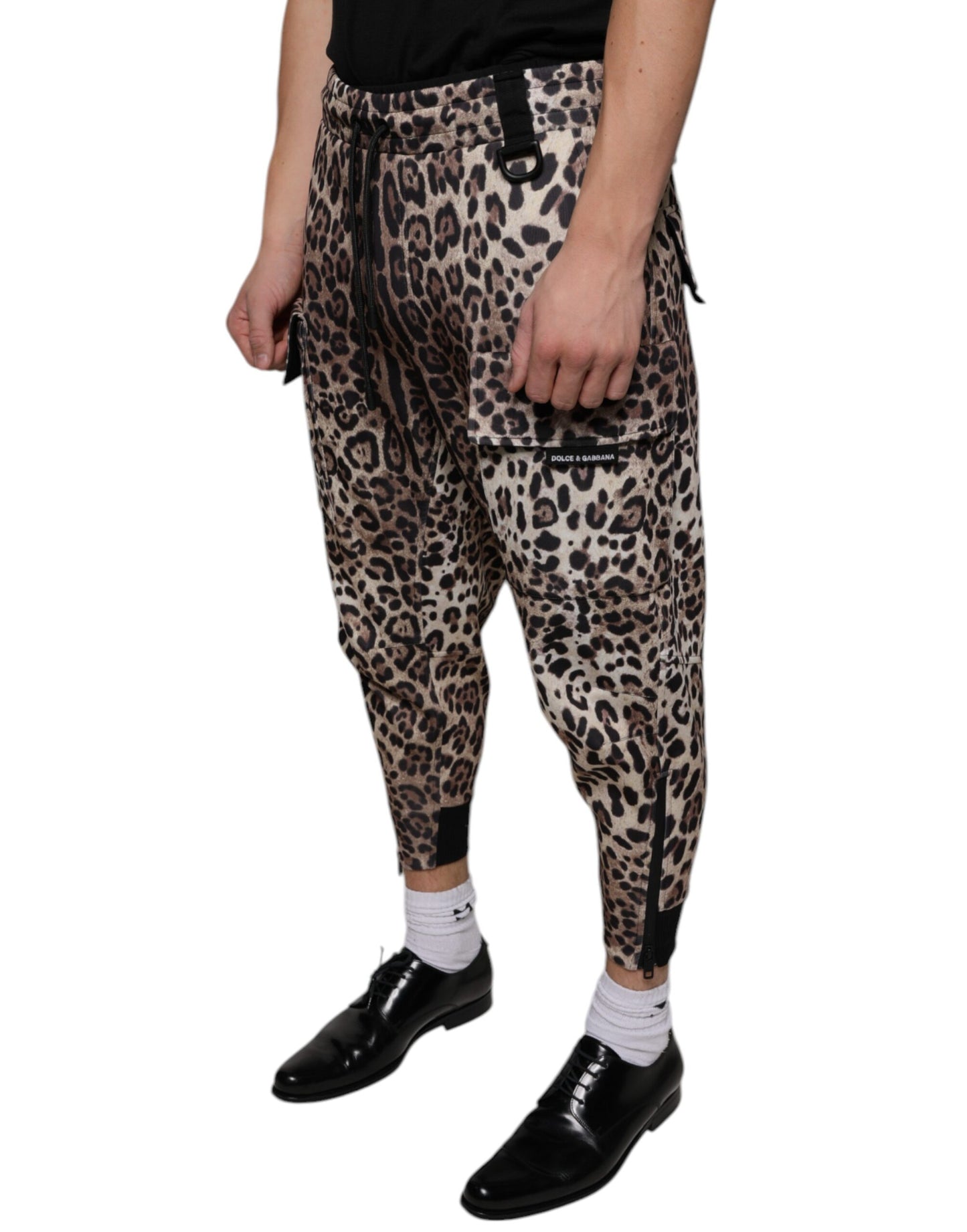 Dolce & Gabbana Brown Leopard Polyester Jogger Pants