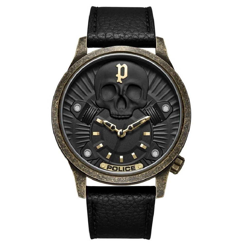 Police Black Leather Watch