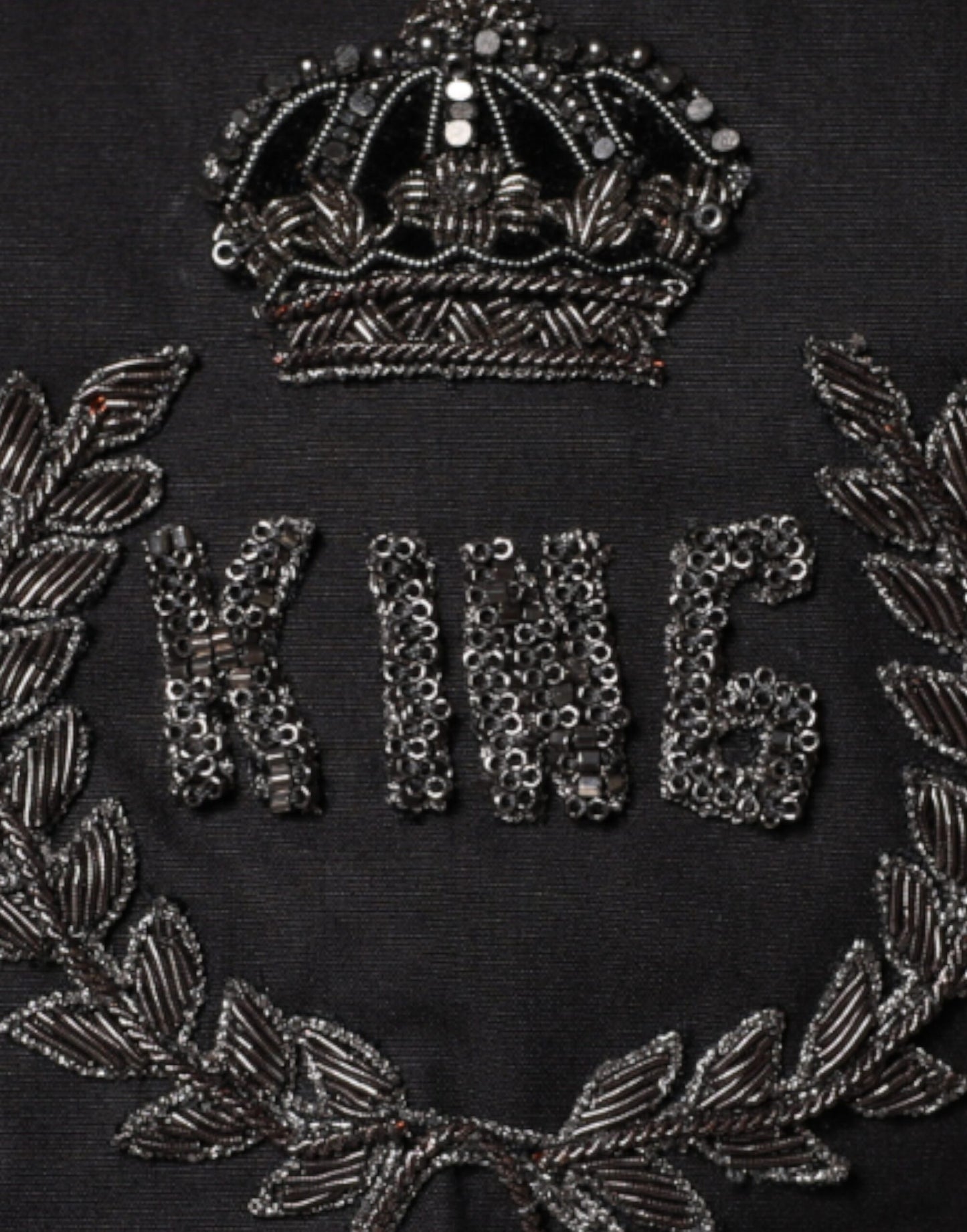 Dolce & Gabbana Black King Crown Embroidered GOLD Dress Shirt