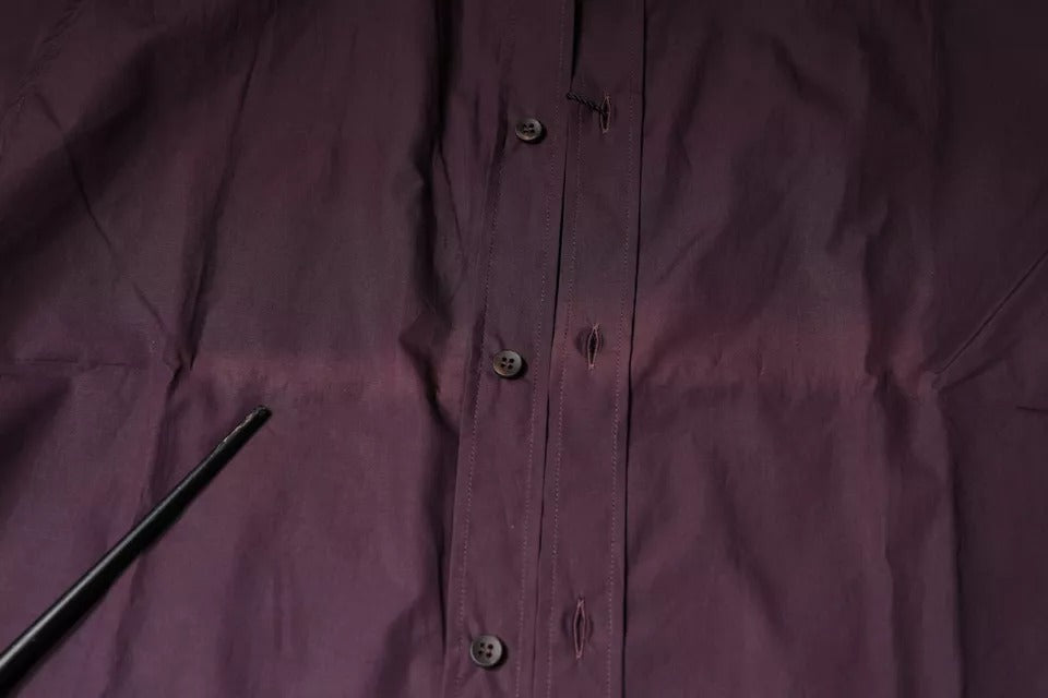 Dolce & Gabbana Dark Violet Cotton Dress GOLD Men Formal Shirt