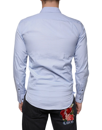 Dolce & Gabbana Light Blue Cotton Men Dress Formal Shirt