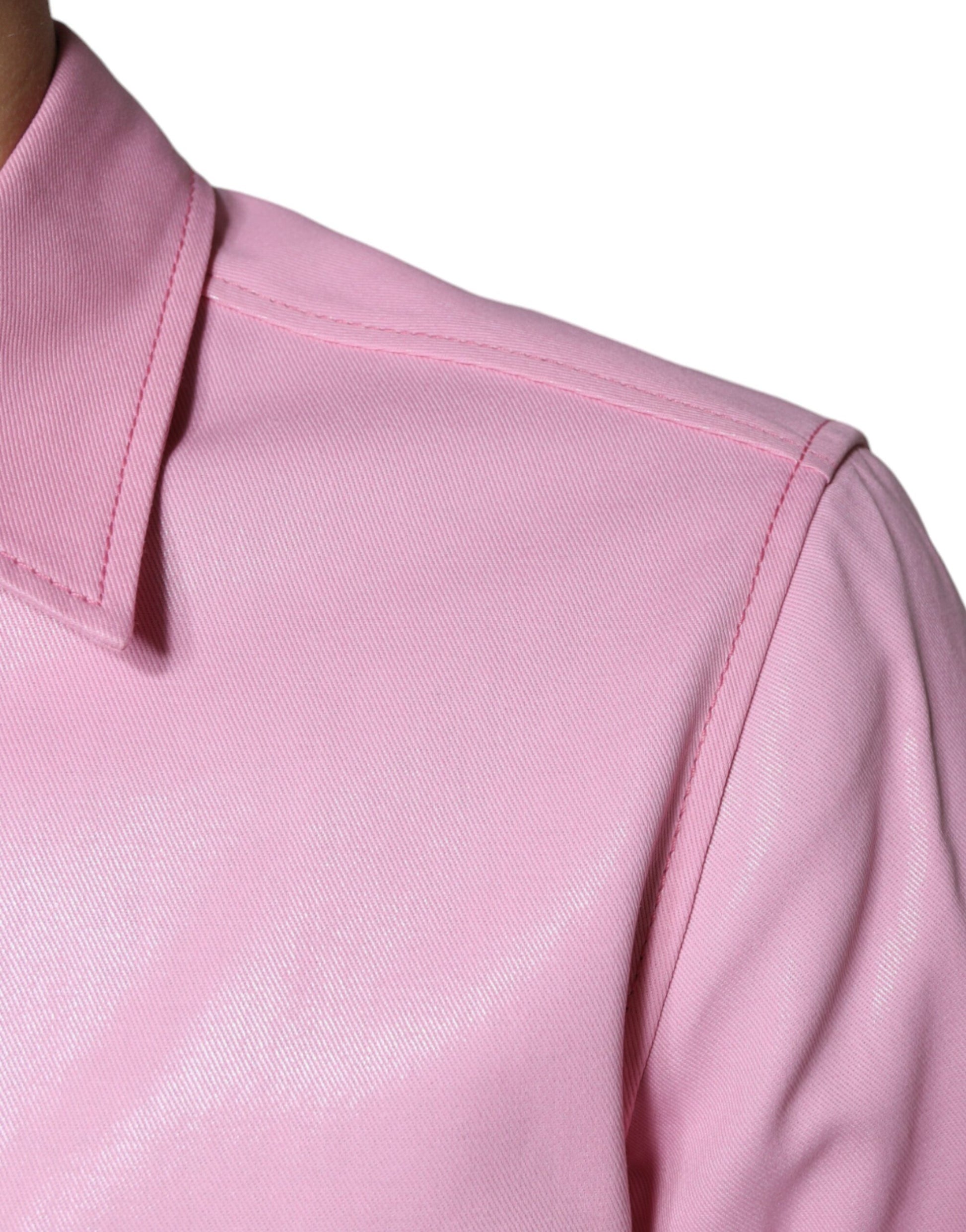 Dolce & Gabbana Pink Cotton Collared Button Down Shirt