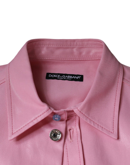 Dolce & Gabbana Pink Cotton Collared Button Down Shirt