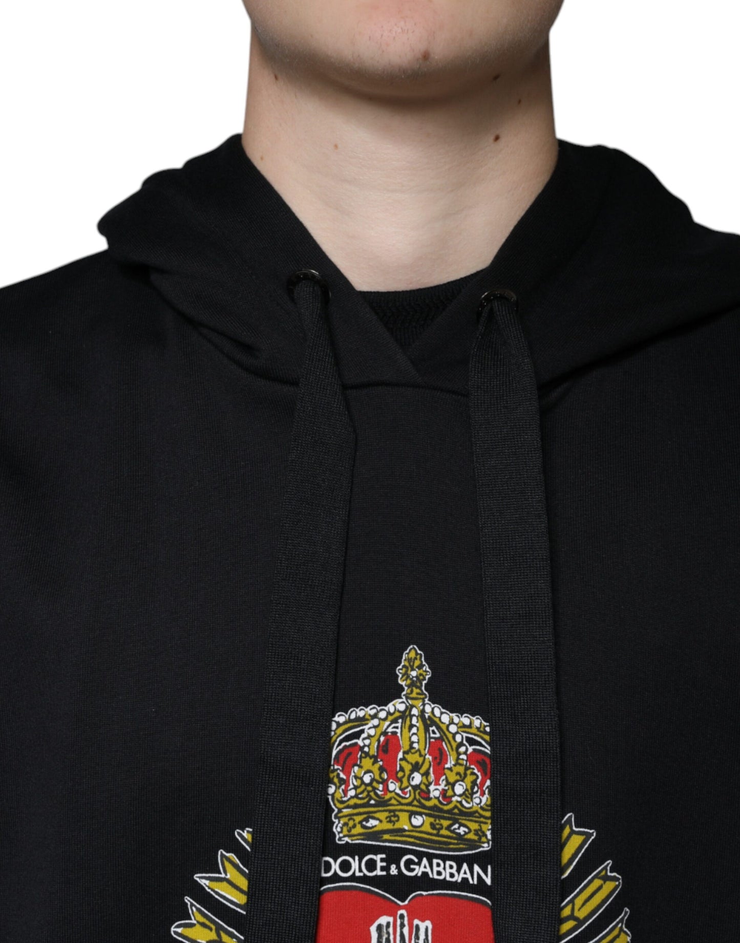 Dolce & Gabbana Black Sacred Heart Crown Hooded Sweatshirt Sweater