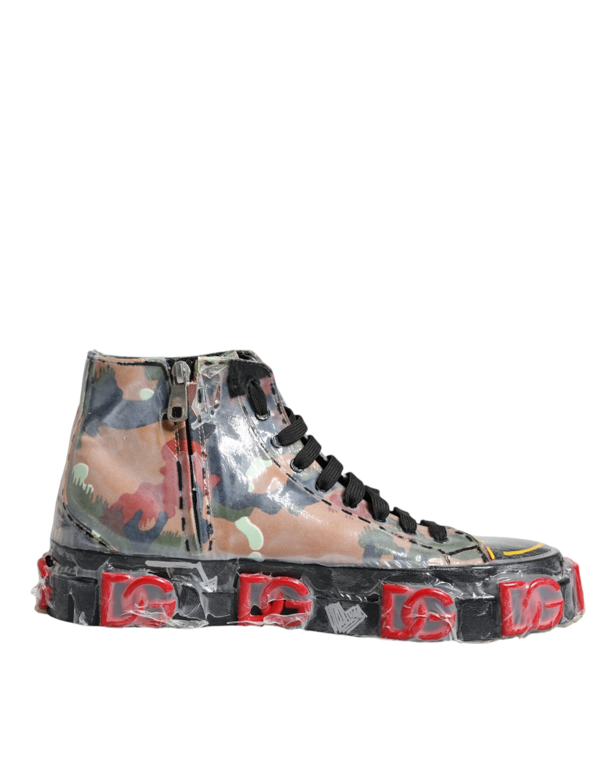 Dolce & Gabbana Multicolor Camouflage High Top Sneakers Shoes