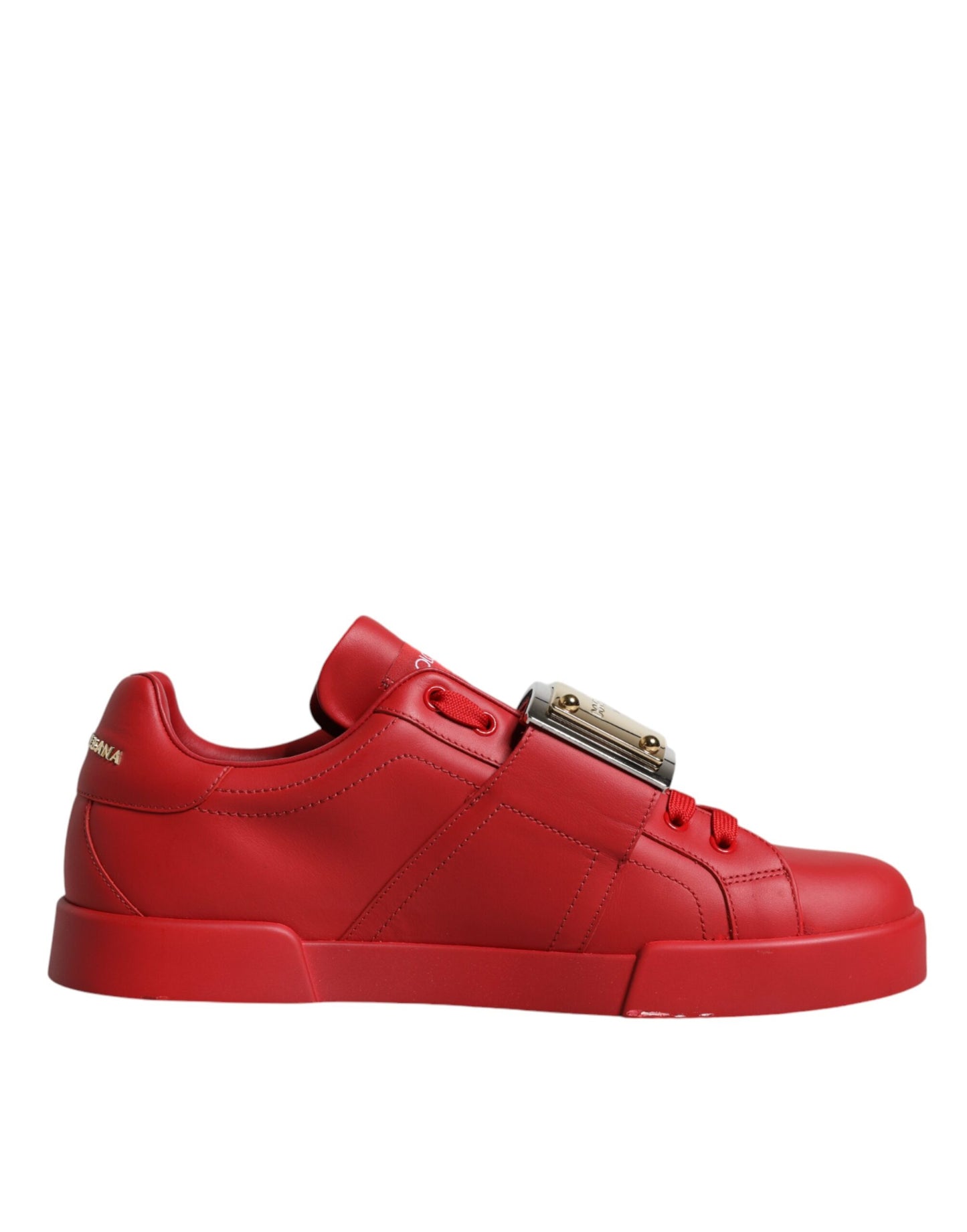 Dolce & Gabbana Red Leather Low Top Portofino Sneakers Shoes